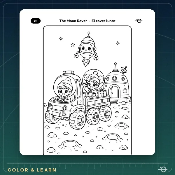 Coloring page from A Space Mission to the Moon and Mars The Moon Rover