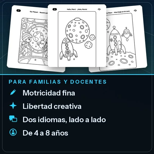 Páginas de muestra con beneficios para familias y docentes de cuatro a ocho años