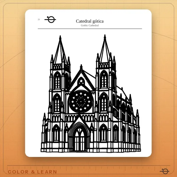 Coloring page from From Past to Future Gothic Cathedral