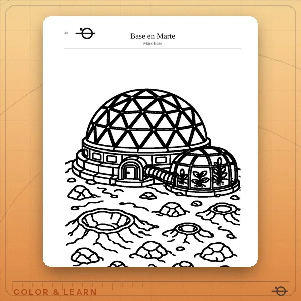 Coloring page from From Past to Future Mars Base