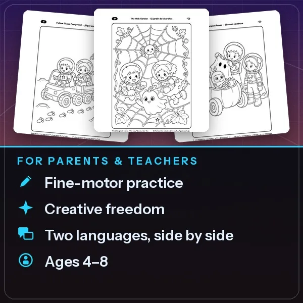 Sample pages with benefits for parents and teachers and ages four to eight