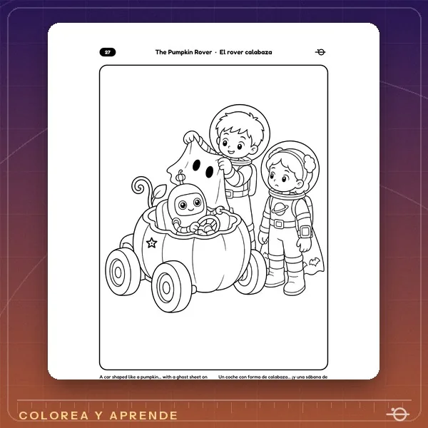 Página para colorear de El misterio del Planeta Calabaza El rover calabaza