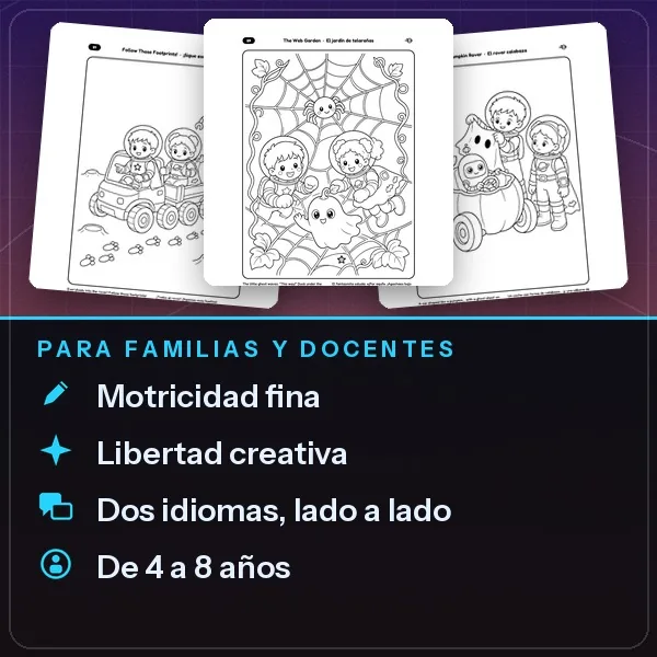 Páginas de muestra con beneficios para familias y docentes de cuatro a ocho años