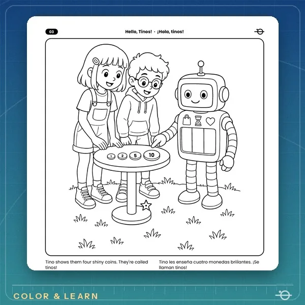 Coloring page from Money Adventure Hello Tinos