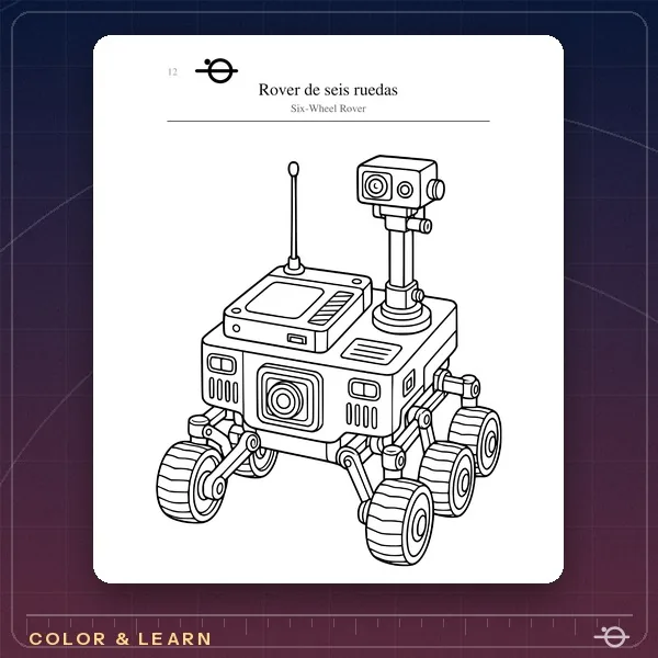 Coloring page from ÓRBITA Six-Wheeled Rover