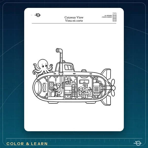 Coloring page from Submarines Inside a Submarine