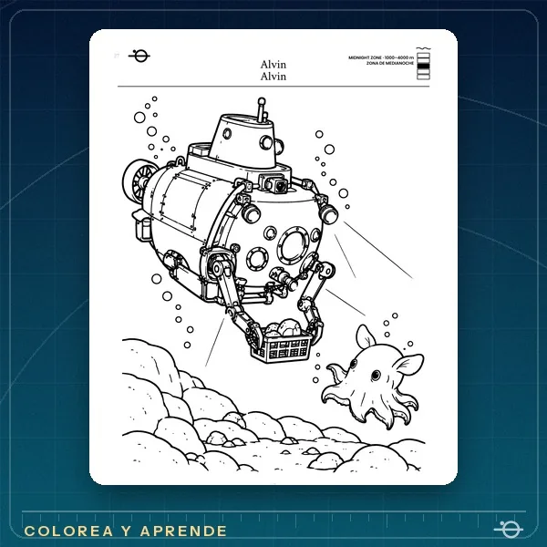 Página para colorear de Submarinos Alvin