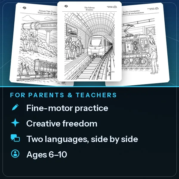 Sample pages of Trains with benefits for parents and teachers and ages six to ten