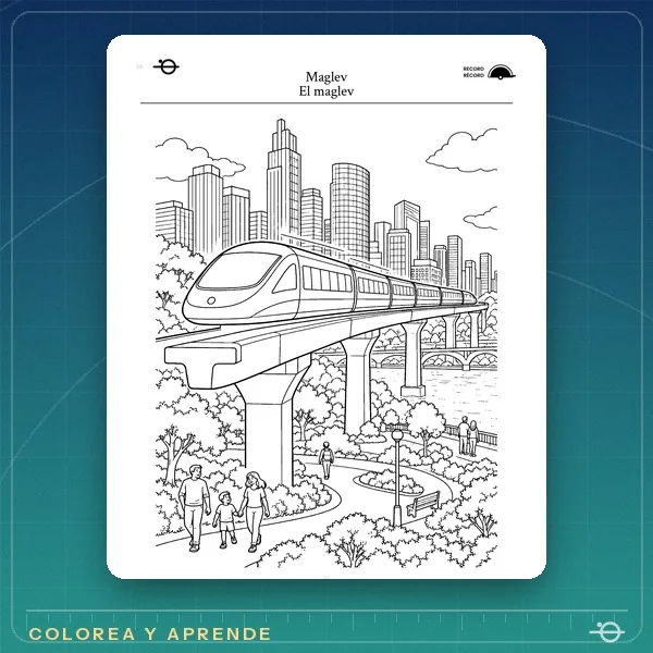 Página para colorear de Trenes El maglev
