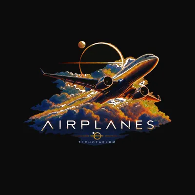 Design “Airplanes (Minimal)” on a black T-shirt