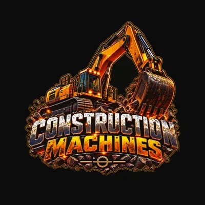 Design “Construction Machines (Badge)” on a black T-shirt