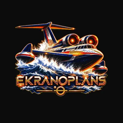 Design “Ekranoplans (Badge)” on a black T-shirt