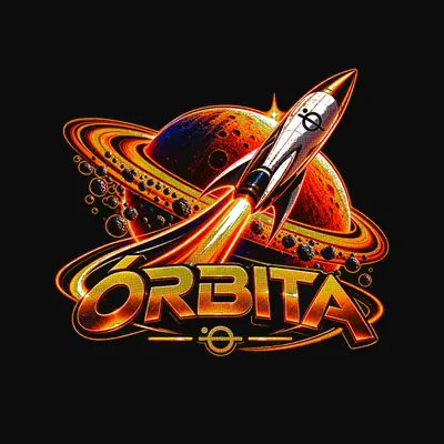 Design “Orbita (Badge)” on a black T-shirt