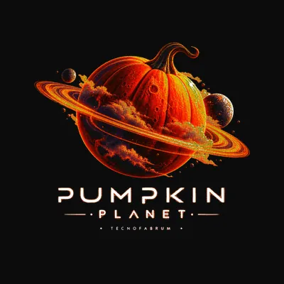 Design “Pumpkin Planet (Minimal)” on a black T-shirt
