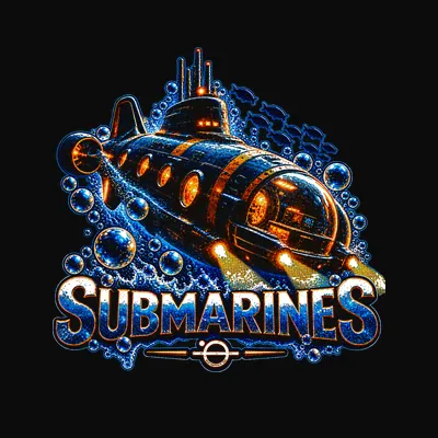 Design “Submarines (Badge)” on a black T-shirt