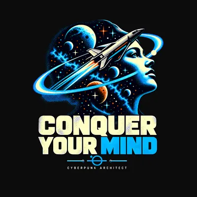 Design “Conquer Your Mind” on a black T-shirt