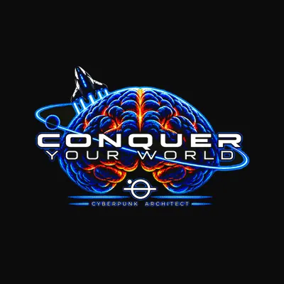 Design “Conquer Your World” on a black T-shirt