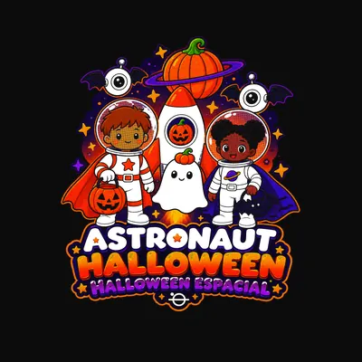 Design “Astronaut Halloween (EN + ES)” on a black T-shirt