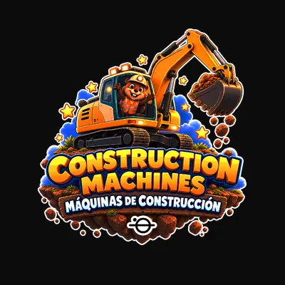 Design “Construction Machines (EN + ES)” on a black T-shirt