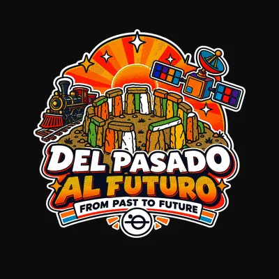 Design “Del Pasado Al Futuro (EN + ES)” on a black T-shirt