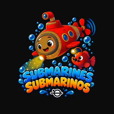 Design “Submarines (EN + ES)” on a black T-shirt