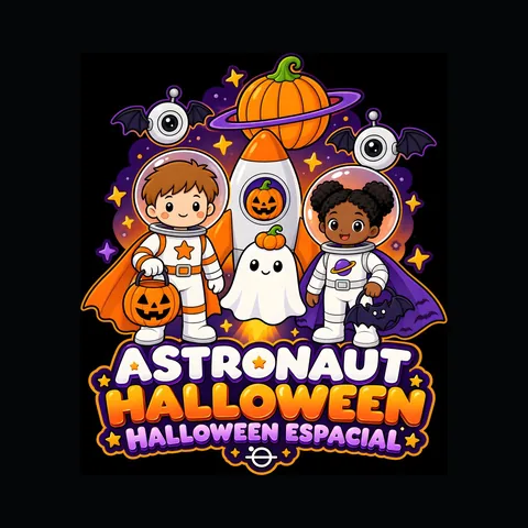 Astronaut Halloween Kids design by TECNOFABRUM on a black background