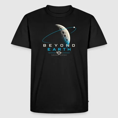 Black Beyond Earth T-shirt with the design printed mid-chest