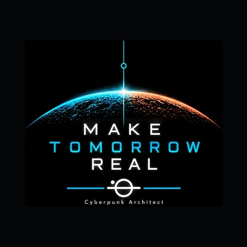 Make Tomorrow Real design by TECNOFABRUM on a black background