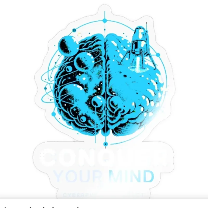 Conquer Your Mind - Cerebro Cyber Halftone — Adhesiu
